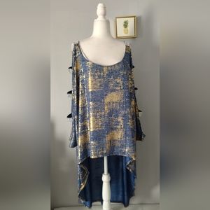 Asimetric Top Blouse Women Ashley Stewart Size 30/32  Long Sleeves With Ringtone